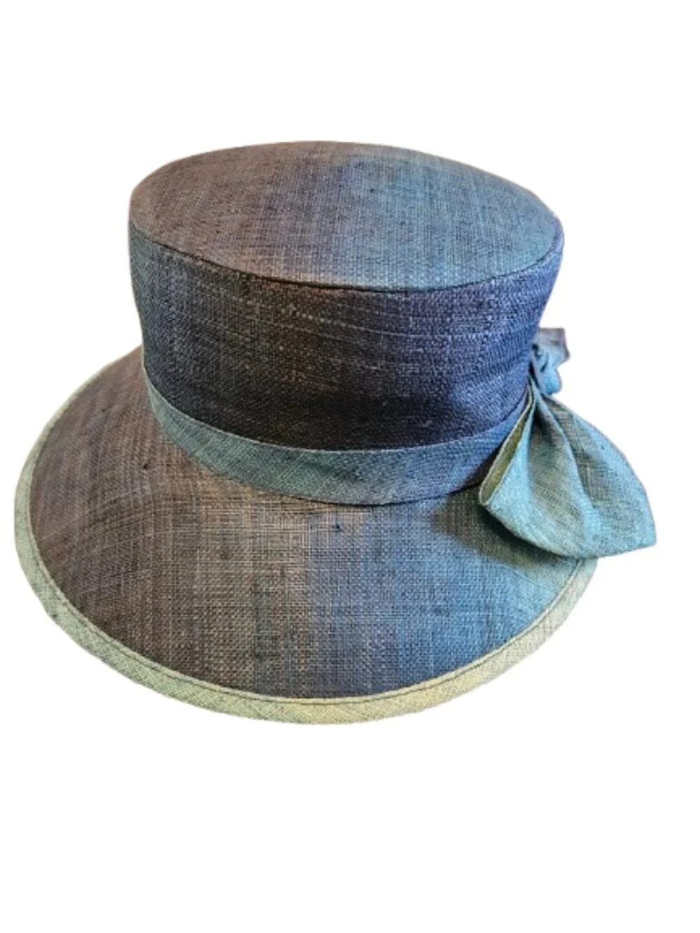 Liz Claiborne Vintage-inspired Blue Green Toned Sinamay Straw Derby Style Hat